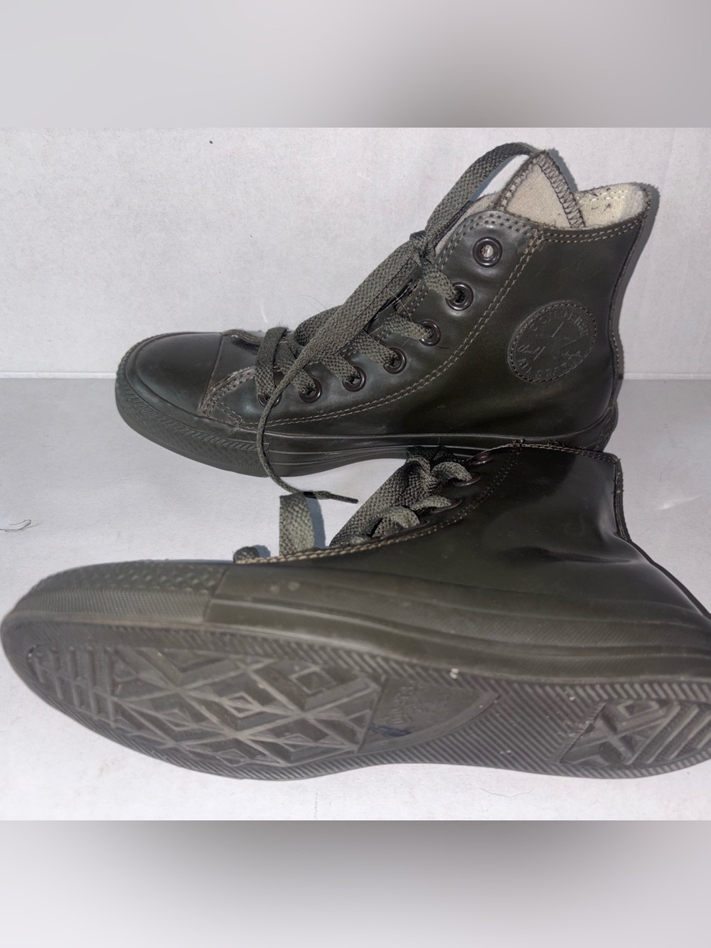 Converse Chuck Taylor All Star High Top Rubber Rain Boots Dark Green Kids Size 3
